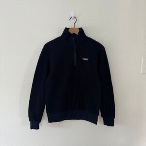 Patagonia Women's Dark Blue Woolyester Quarter Zip Fleece Pullover Size S